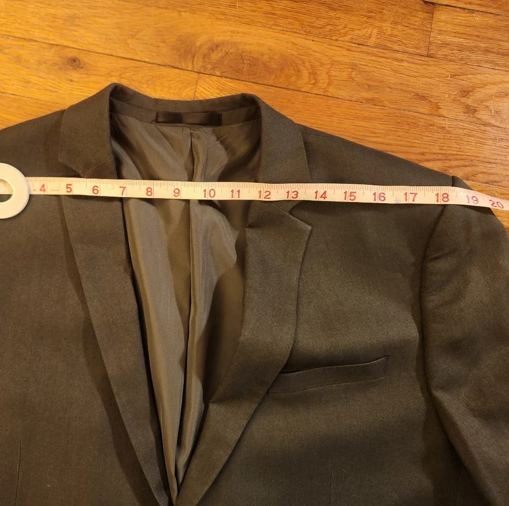 Primark Olive Green Men's Linen & Cotton Slim Cut Single Breasted Suit Size 46R - Picture 6 of 16